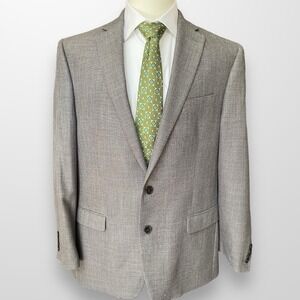 Ralph Lauren Mens Two-Button Blazer Linen Blend Gray Suit Jacket Men's Size 44L